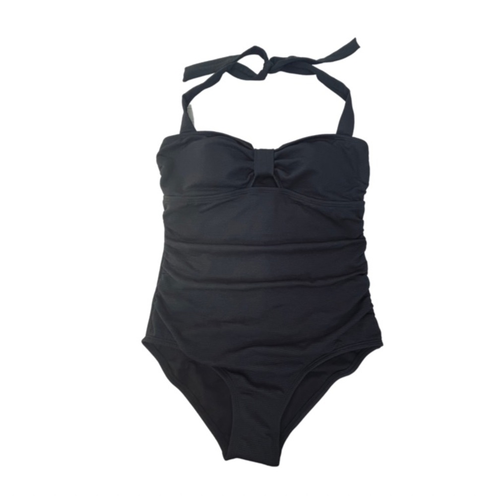 Coastal Zone Textured Halter One Piece Swimsuit